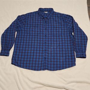 Carbon 2 Cobalt Blue Red Plaid Button Down Long-Sleeve Shirt Men's Size XXL 2XL